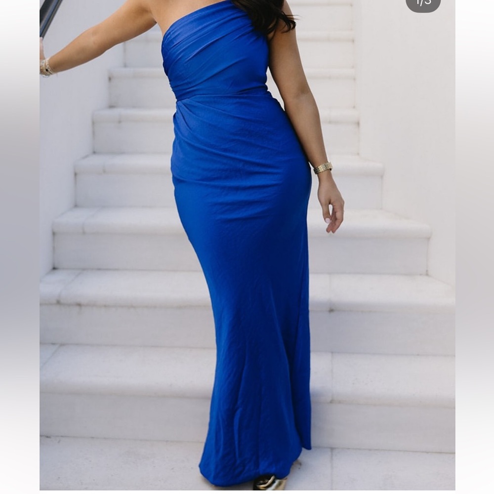 Chic One Shoulder Blue Dress